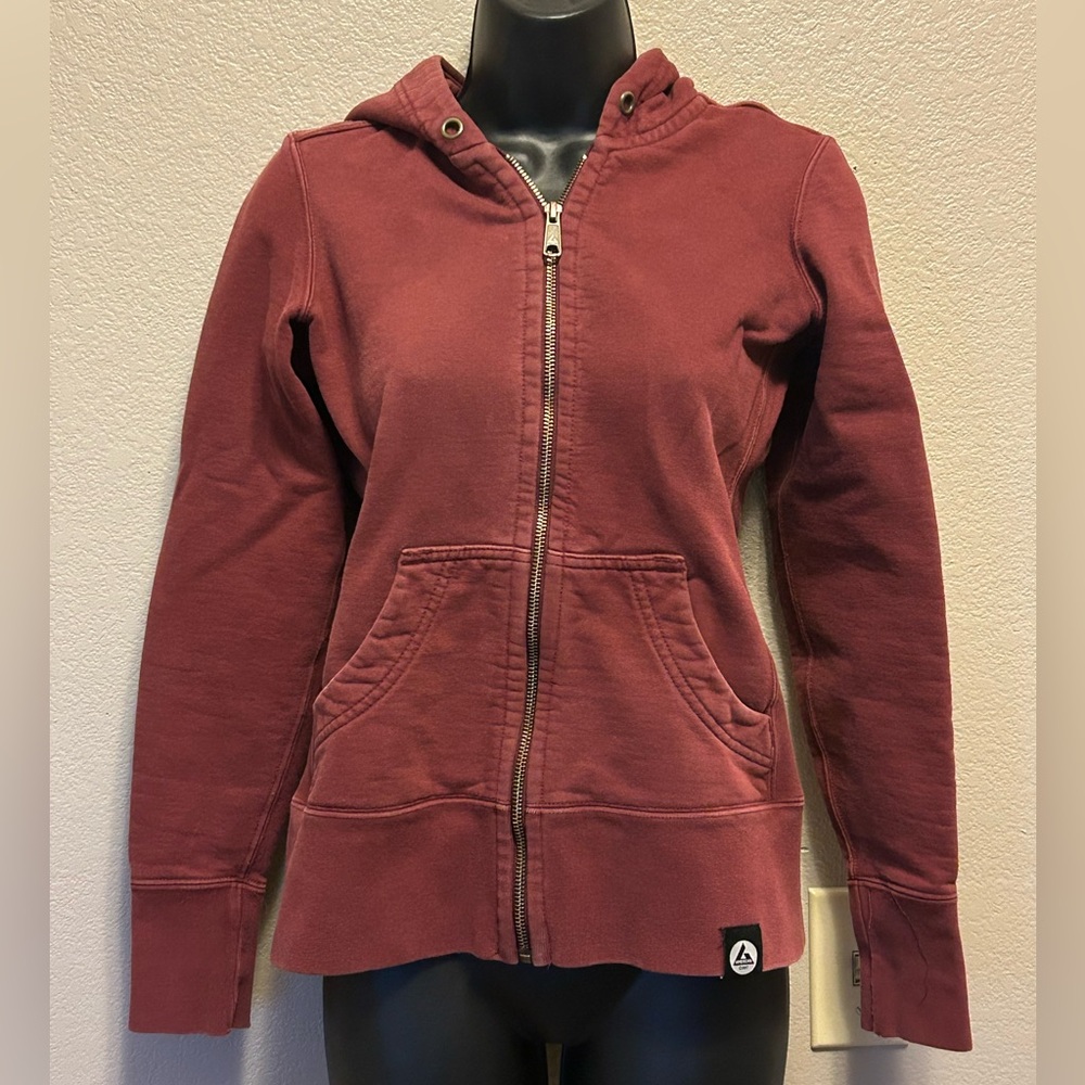 American Giant Women's Maroon Classic Full Zip Heavyweight Fleece Hoodie Sz XS